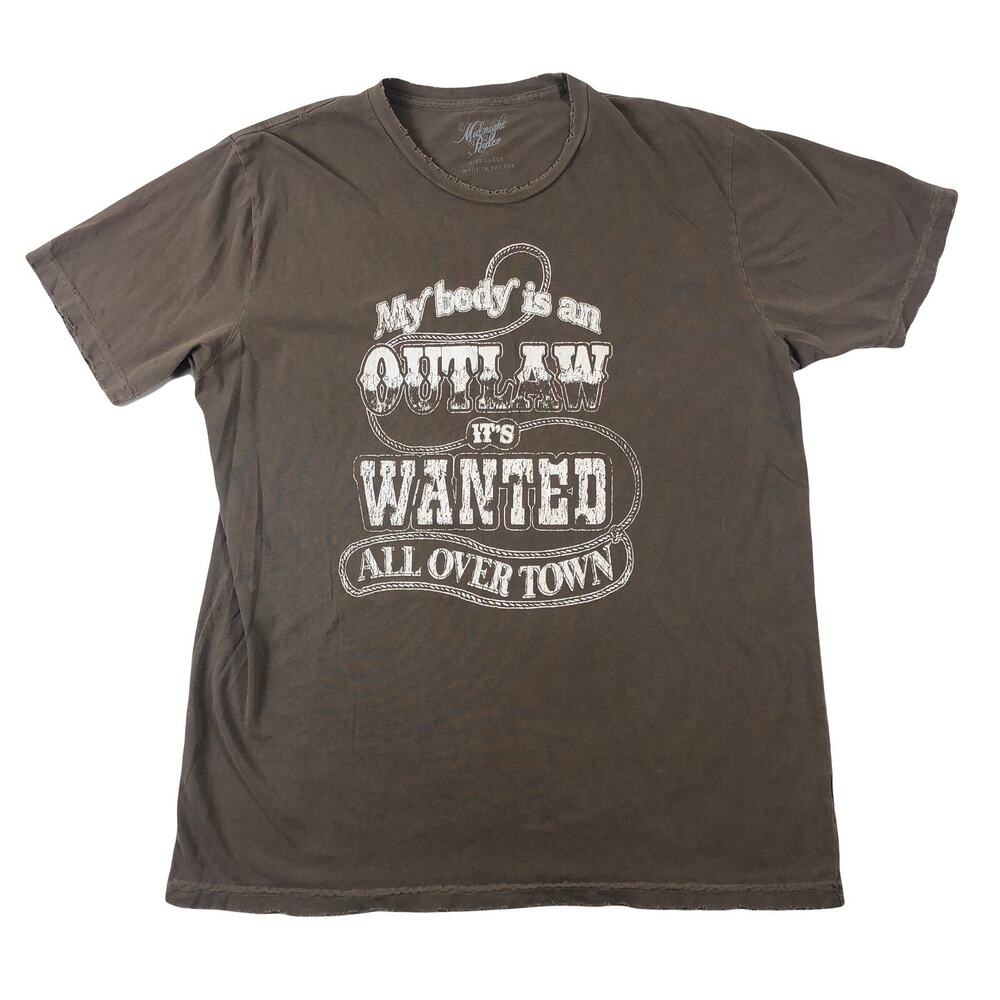 Midnight Rider My Body's An Outlaw Wanted All Over Town Country T-Shirt Large